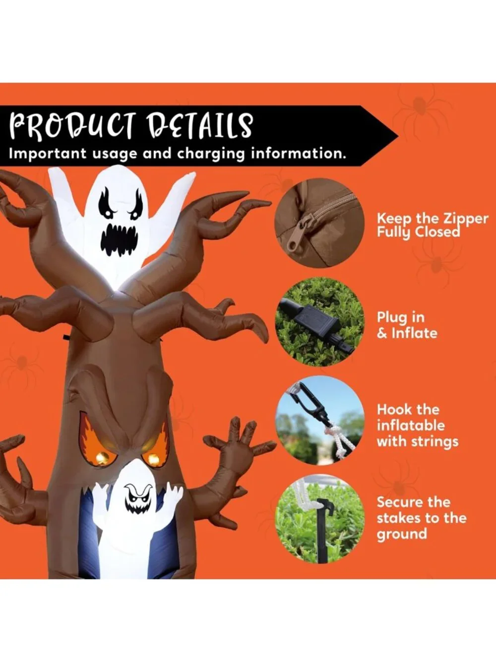 7 Ft Halloween Inflatable Tree Decor with LED Ghost - Outdoor Blow Up Yard